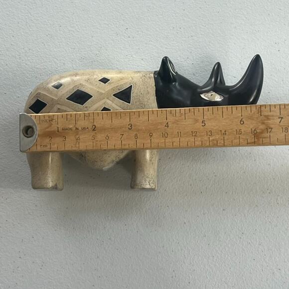 Rhino Figurine Kenya Hand-Carved Soapstone Sculpture Modern Minimalist - Picture 10 of 14